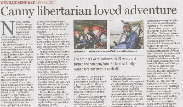 Kennards Self Storage Founder Remembered in the SMH